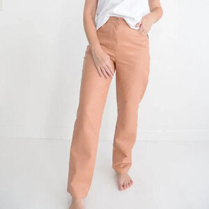 Aritzia Wilfred The Melina Pant Terracotta  Vegan Leather Straight Leg 8